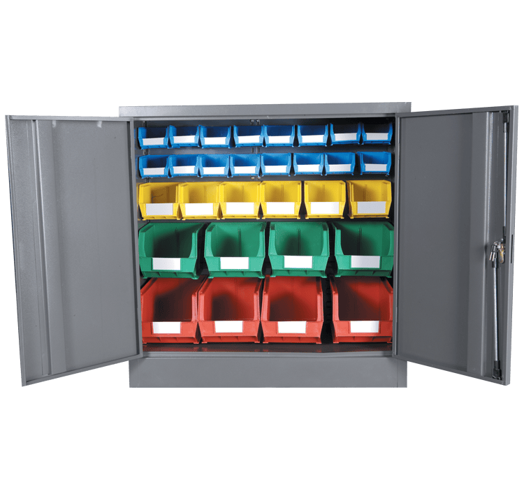 Louvre Panel & Linbin ® Storage Bin Half Size Cabinet Kit 2