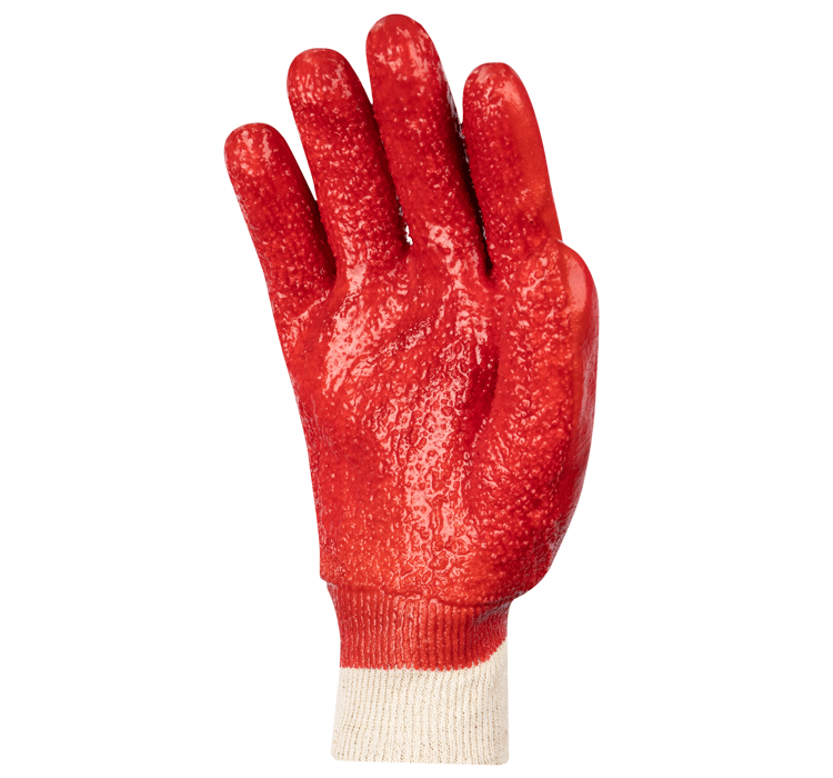 Red PVC Knit Wrist Terry Palm Glove
