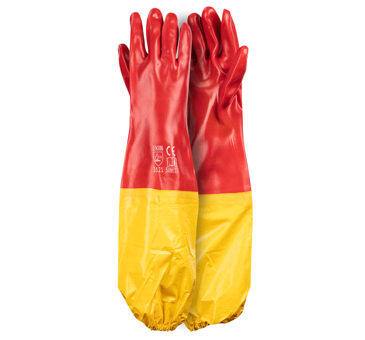 Red PVC Shoulder Length Glove