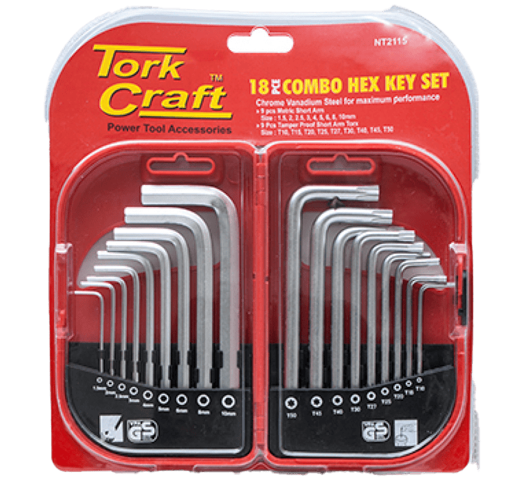 18-Piece Hex/Torx Key Combo Set